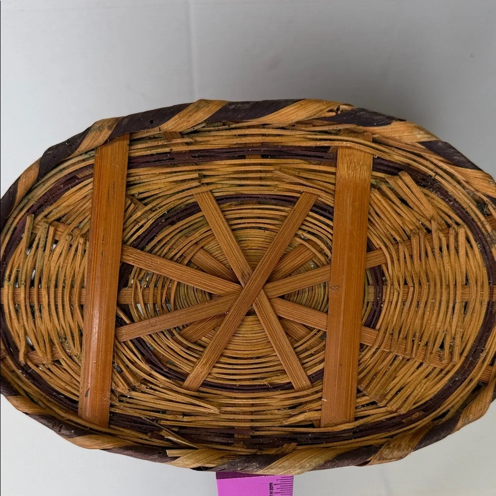 Source Unknown Rustic Brown Woven Basket 12x7 with Handles